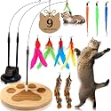 Cat Toys For Indoor Cats: Interactive Cat Toy Wand, 9 Feathers Wand Lures