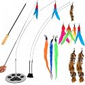 Cat Toys for Indoor Cats, Interactive Cat Toy Wand, Kitten Stuff, 9 Lures