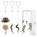 Cat Toys for Indoor Cats,Interactive Door Hanging Cat Toys Attached with Catnip/Feathers/Birds/Worm Toys for Cats/Kitten Toys(3 Pack)
