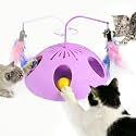 Cat Toys, Interactive Cat Toy for Indoor Cats, Automatic Interactive Kitten Toy, Fluttering Feather, Track Balls, Rotating Track Feather Enrichment Kitty Toys for Multi-cat Family (Purple)