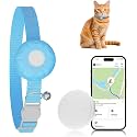 Cat Tracker, GPS Tracker Compatible with Apple Find My App(Only iOS), Waterproof Cat Trackers Collar with Bell and Safety Elastic Buckle,No Monthly Fee Pet Tracker,Territory & Location History, Blue