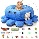 Cat Tunnel Bed with 20 Cat Toys, Kitten Toys for Indoor Kittens,Blue