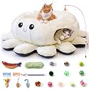Cat Tunnel Bed with 20 Cat Toys,Kitten Toys for Indoor Kittens,White