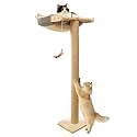 Cat Window Perch Hammock with 3-Piece Detachable Sisal Scratching Posts, Gray Fluffy Cusion, Drill-Free Suction Cup Mount, Multi-Level Climbing Perch for Bird Watching, 45 LBS Capacity