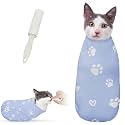 Cat Wrap for Cutting Nails, Self-Adhesive for Grooming, Anti-Scratch Cat Swaddle Wrap for Medicine, Nail Clipping, Teeth Brushing, Ear Cleaning
