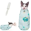Cat Wrap for Cutting Nails, Self-Adhesive for Grooming, Anti-Scratch Cat Swaddle Wrap for Medicine, Nail Clipping, Teeth Brushing, Ear Cleaning