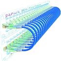 Sokqovt Cat6a Patch Cables Slim 15ft (24 Pack), Flexible Ethernet Cable 10G 550MHZ, 28AWG Pure Copper Cat6 for Network Cabinet, Blue