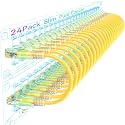 Sokqovt Cat6a Patch Cables Slim 1ft (24 Pack), Flexible Cat6 Ethernet Cable 10G 550MHZ, 28AWG Pure Copper Cat6 for Network Cabinet, Yellow