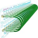 Sokqovt Cat6a Patch Cables Slim 3 ft (24 Pack), Flexible Cat6 Ethernet Patch Cable 10G 550MHZ, 28AWG Pure Copper Cat6 Patch Cable for Network Cabinet, Cat 6 Patch Cable Green