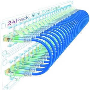 sokqovt cat6a patch cables slim 6ft 24 pack flexible ethernet cable 10g 550mhz 28awg pure copper cat6 for network cabinet black