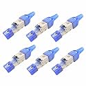 Cat6a Rj45 Connectors Shielded,Tool Free Crystal Head Cat7 Ethernet Connector Plugs10 Gbps 600MHz PoE++ Reusable Easy CAT7 Ends for 24 AWG-22 AWG LAN Cable (Connector 6-Pack)