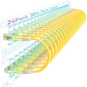 sokqovt cat6a patch cables slim 10ft 24 pack flexible cat6 ethernet patch cable 10g 550mhz 28awg pure copper cat6 patch cable for network cabinet cat 6 patch cable black