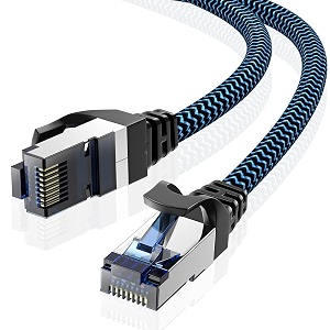 cat8 ethernet cable 10 ft 1-pack high speed 40gbps 2000mhz internet cable braided shielded sftp lan network cable rj45 connector compatible with router modem laptop pc gaming