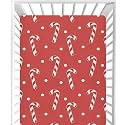 CaTaKu Candy Canes Red Polka Dot Crib Sheets for Baby Girls &amp; Boys, Neutral Mini Mattress Sheets Fitted, Baby Sheets for Nursery Bed Toddler Mattress 27"x 39"