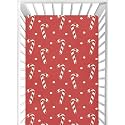 CaTaKu Candy Canes Red Polka Dot Crib Sheets for Girls Boys,Baby Crib Fitted Sheets for Mini Crib and Toddler Mattress, Soft Baby Nursery Bed Sheets Neutral 28"x 52"