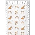 CaTaKu Crib Sheets for Baby Boys Girls Corgi Dog Rainbow Fitted Sheets for Mini Crib, Toddler Bed Nursery Mattresses Sheet for Baby, 28"x 52"