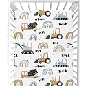CaTaKu Crib Sheets for Boys Girls Cars Rainbows Trucks Baby Fitted Sheets for Mini Crib, Soft Toddler Bed Mattress Playard Sheet,27"x 39"