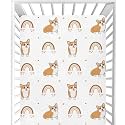 CaTaKu Crib Sheets for Boys Girls Corgi Dog Rainbow Baby Fitted Sheets for Mini Crib, Soft Toddler Bed Mattress Playard Sheet,27"x 39"