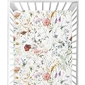 CaTaKu Crib Sheets for Girls &amp; Boys - Wildflower Boho Baby Sheets, Neutral Toddler Mini Crib Mattress Sheets Fitted for Nursery Bed, 27"x 39"