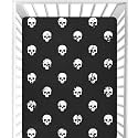 CaTaKu Crib Sheets for Girls Boys Skull Heads Black Baby Sheets for Crib,Neutral Toddler Mini Crib Mattress Sheets Fitted for Nursery Bed 27"x 39"