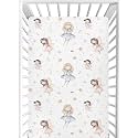 CaTaKu Fairytale Princess Mini Crib Sheets for Girls Boys Baby Mattress Sheets Fitted, Soft Toddler Nursery Bed Sheets Neutral 28"x 52"