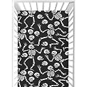 CaTaKu Halloween Skull Black Crib Sheets for Girls Boys,Baby Crib Fitted Sheets for Mini Crib and Toddler Mattress, Soft Baby Nursery Bed Sheets Neutral 28"x 52"
