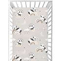CaTaKu Pandas Rainbows Clouds Mini Crib Sheets for Girls Boys Baby Mattress Sheets Fitted, Soft Toddler Nursery Bed Sheets Neutral 28"x 52"