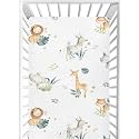 CaTaKu Safari Animals Cute Crib Sheets for Girls Boys,Baby Crib Fitted Sheets for Mini Crib and Toddler Mattress, Soft Baby Nursery Bed Sheets Neutral 28"x 52"