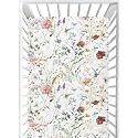 CaTaKu Wildflower Boho Mini Crib Sheets for Girls Boys Baby Mattress Sheets Fitted, Soft Toddler Nursery Bed Sheets Neutral 28"x 52"