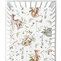 CaTaKu Woodland Cute Animals Crib Sheets for Baby Girls Boys,Neutral Mini Crib Mattress Sheets Fitted, Baby Nursery Bed Sheet for Crib Toddler Mattress 27"x 39"