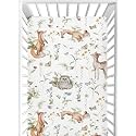 CaTaKu Woodland Cute Animals Crib Sheets for Girls Boys,Baby Crib Fitted Sheets for Mini Crib and Toddler Mattress, Soft Baby Nursery Bed Sheets Neutral 28"x 52"