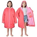 Catalonia Kids Waterproof Swim Parka with Hood, Sherpa-Lined Changing Robe