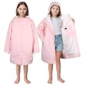 Catalonia Kids Waterproof Swim Parka with Hood, Sherpa-Lined Changing Robe
