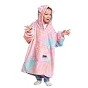 Catalonia Oversized Blanket Hoodie Sweatshirt, Fleece Pullover with Large Front Pocket, for Adults Men Women, Cat Rainbow, 4-12 Years
