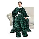 Catalonia Sherpa Wearable Blanket with Sleeves &amp; Foot Pockets for Adult Women Men, Comfy Snuggle Wrap Sleeved Throw Blanket Robe, Gift Idea, Plaid
