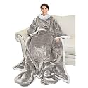 Catalonia Sherpa Wearable Blanket with Sleeves &amp; Foot Pocket for Adults