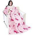Catalonia Sherpa Wearable Blanket with Sleeves Arms, Comfy Sleeved TV Wrap Blanket, Large Snuggly Throw for Women and Men, Gift for Her,Unicorn