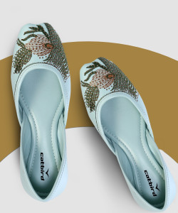 catbird handmade peacock feather embroidered punjabi mojari jutis jutis for women