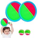 Catch Ball Paddle Game Set – 2 Handheld Catch Discs with 2 Matching Soft Balls – Outdoor Toy for Kids Teens Adults – Beach Backyard Park Fun