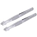Tweezers Tongs Flat Wide Tip for Philately Stamps, Documents, Photo Development, Steel, Pack of 2