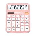 CATIGA 12 Digits Desktop Calculator with Large LCD Display and Sensitive Button, Dual Solar Power and Battery, Standard Function for Office, Home, School, CD-2786(Light Pink)