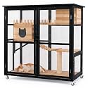 Catio Outdoor Cat Enclosure, 4-Level Wooden Cat Enclosure with Wheels