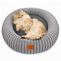 CATISM Round Cat Bed, Cat Beds for Indoor Cats Warm Soft Washable with Non-Slip Bottom