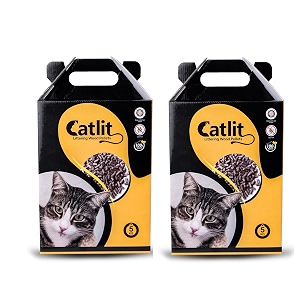 catlit natural organic pine wood cat litter - 5kg pack of 2  natural biodegradable  low dust for multiple cats  anti-bacterial litter for cats  chemical free ultra absorption litter