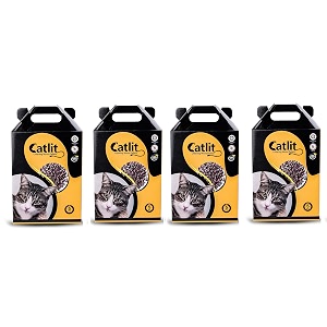 catlit natural organic pine wood cat litter - 5kg pack of 4  natural biodegradable  low dust for multiple cats  anti-bacterial litter for cats  chemical free ultra absorption litter