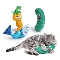 Catnip Toys Set of 3 – Fish, Chili Pepper and Cucumber Plush Cat Toys for Indoor Cats, Natural Catnip Filled Interactive Chew and Teething Toys for Kittens