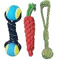 Cature Care by Nature Rope Toys for Dogs - Set of 3 Durable Cotton Chew Teething Toys for Puppy Playing, Teeth Cleaning, and Training (Color May Vary)