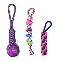 Cature Care by Nature Pets Rope Toys for Dogs - Puppy Chew Teething Durable Cotton Toys for Playing, Teeth Cleaning, and Training (Pack of 3, Color May Vary)
