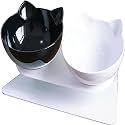 cature Care by Nature Plastic Cat Bowls Elevated Cat Food Water Bowls Set,15° Tilted Raised Cat Bowls,Anti Vomiting Cat Dish Pet Feeder Bowls With Stand For Indoor Cats & Dogs (White, 27x14x14 Cm)