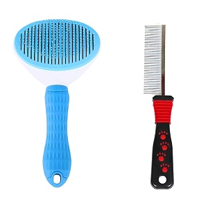 cature care by nature pet dog grooming kit dog slicker brush and pet comb for dogs puppies cats hamsters and rabbits pack 2-multi color